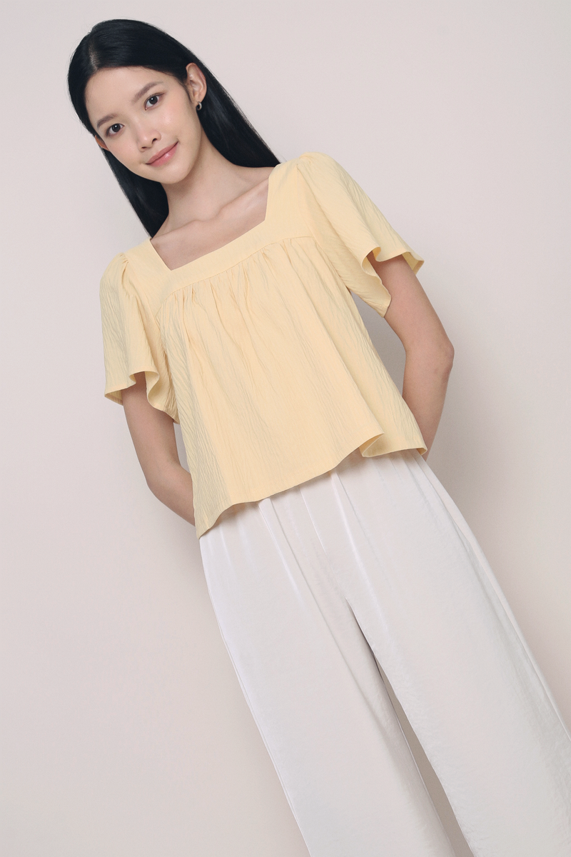 Stevie Square Neck Flutter Top Sunshine