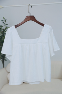 Stevie Square Neck Flutter Top White