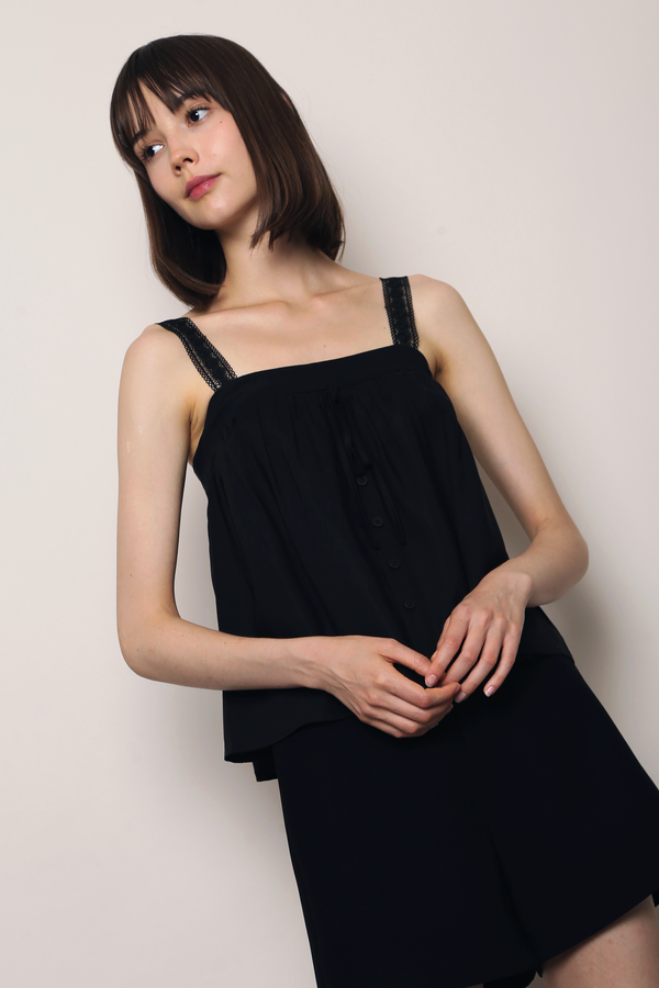 Sugarplum Lace Babydoll Top Black