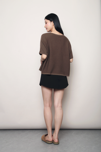 Sunday Best Boxy Knit Top Brown