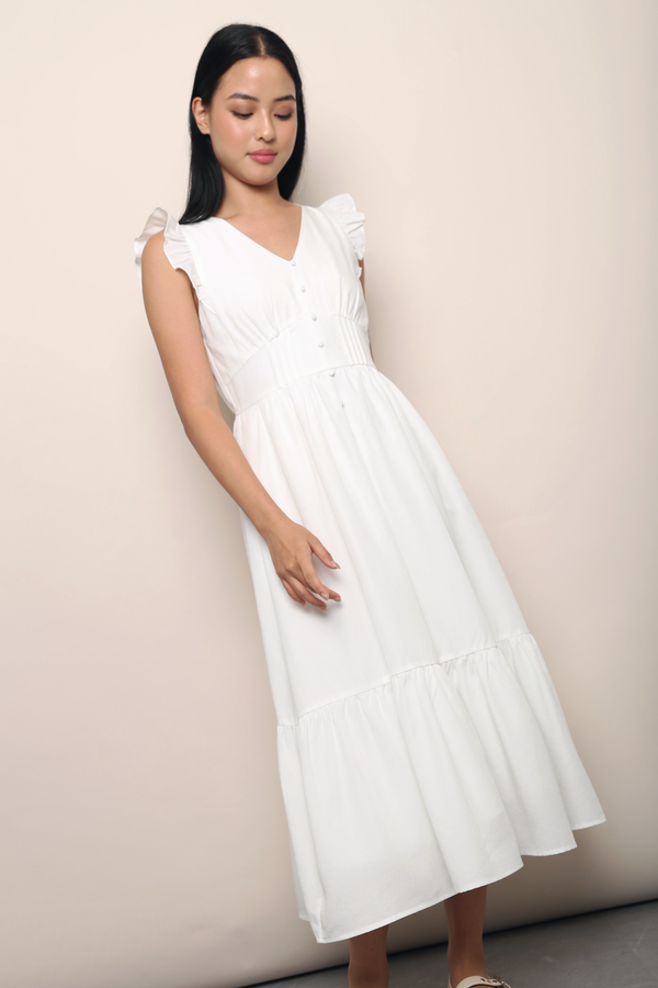 Sweet Pea Flutter Midaxi Dress White