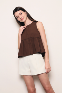 Sweet Reverie Babydoll Top Brown