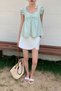 Naomi Picnic Gingham Blouse Apple Mint