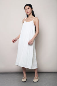 Swoon Pleat Around Strappy Dress Ivory
