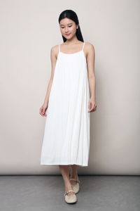 Swoon Pleat Around Strappy Dress Ivory
