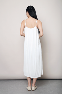 Swoon Pleat Around Strappy Dress Ivory