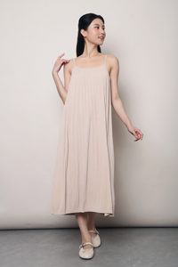 Swoon Pleat Around Strappy Dress Nude Blush