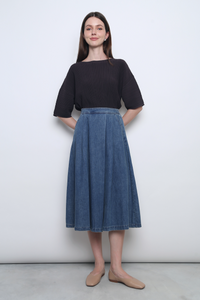 Tosca Micro Pleat Knit Blouse Ash Brown (Restock)