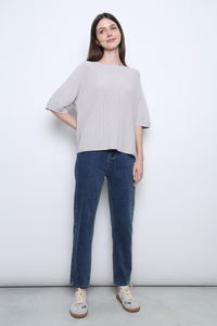 Tosca Micro Pleat Knit Blouse Smoke Grey  (Restock)