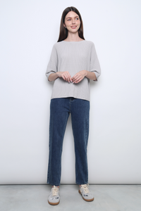 Tosca Micro Pleat Knit Blouse Smoke Grey  (Restock)