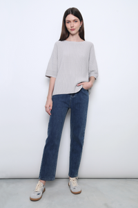 Tosca Micro Pleat Knit Blouse Smoke Grey  (Restock)