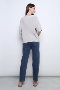 Tosca Micro Pleat Knit Blouse Smoke Grey  (Restock)