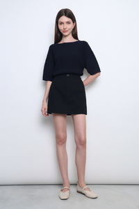 Tosca Micro Pleat Knit Blouse Navy (Restock)