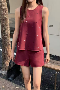 Twilight Pearl Shorts Merlot
