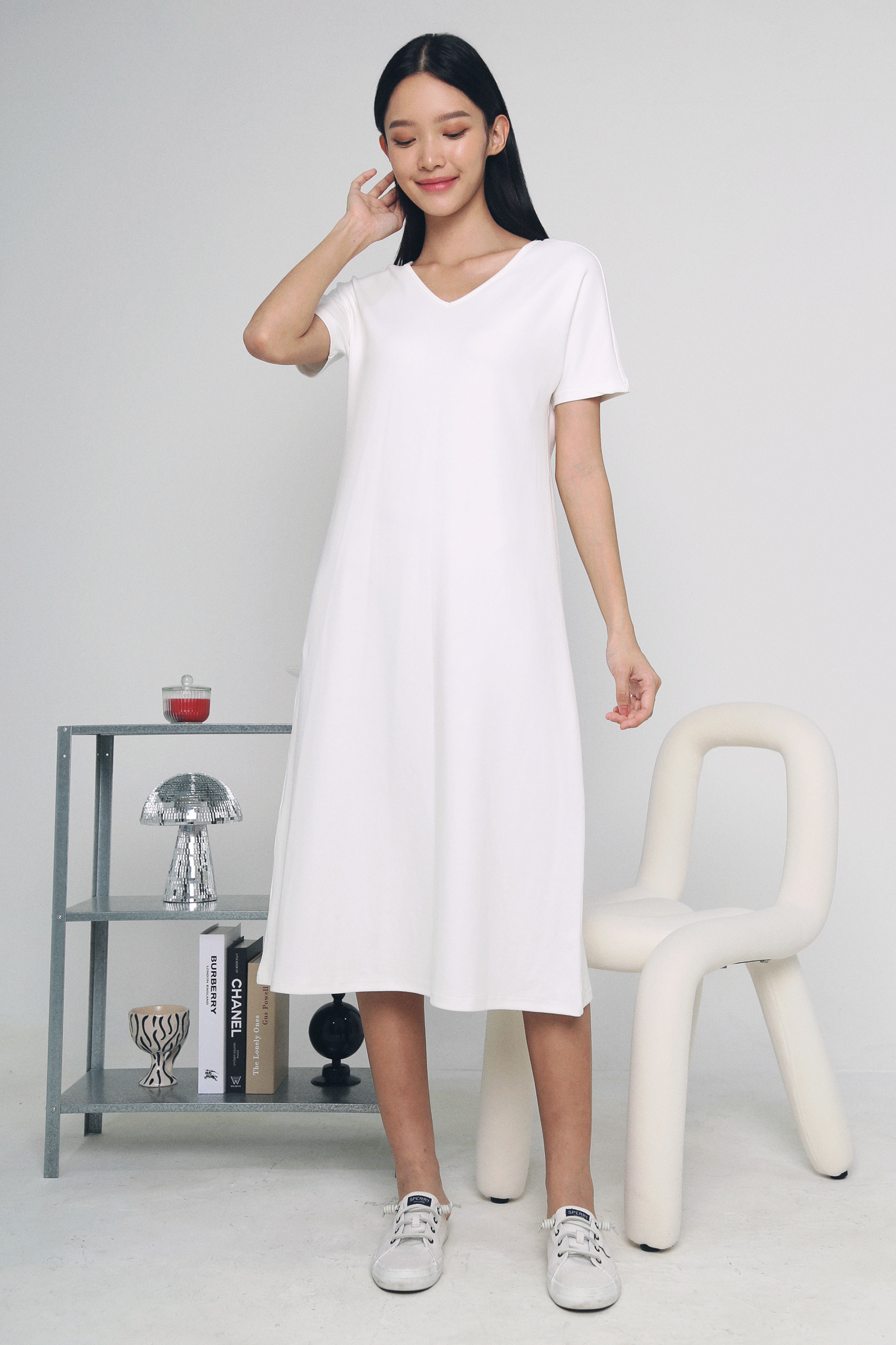 Valda T-shirt Midi Dress White
