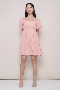 Vera Pleated Mini Dress Blush Pink