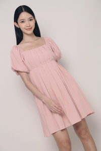 Vera Pleated Mini Dress Blush Pink