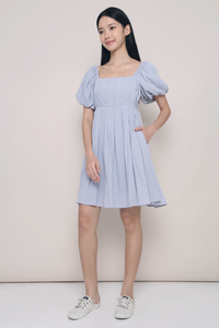 Vera Pleated Mini Dress Powder Blue