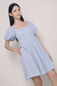 Vera Pleated Mini Dress Powder Blue