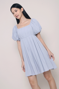 Vera Pleated Mini Dress Powder Blue