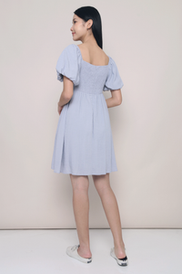 Vera Pleated Mini Dress Powder Blue