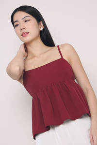 Louvre Strappy Babydoll Top Wine