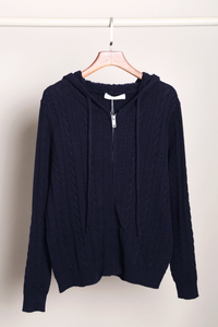 Westbourne Cable Knit Hoodie Navy