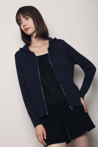 Westbourne Cable Knit Hoodie Navy