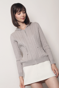 Westbourne Cable Knit Hoodie Taupe