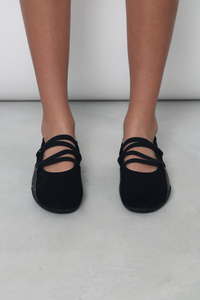 Whitmore Strappy Leather Flats Black