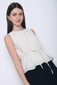 Willow Polka Dot Sleeveless Top Cream