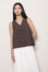 Windsor V2 Button Down Swing Top Brown