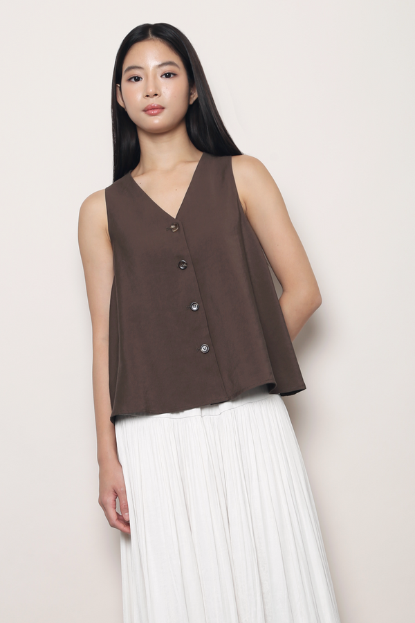 Windsor V2 Button Down Swing Top Brown