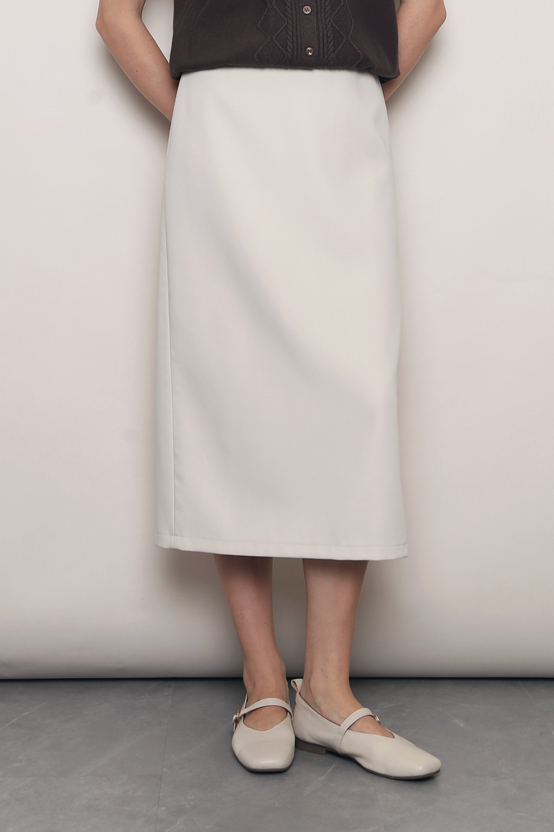 Work to Wine Midi Skirt Ivory (Backorder)