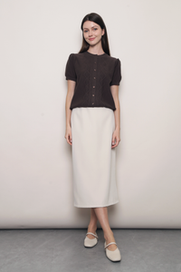 Work to Wine Midi Skirt Ivory (Backorder)