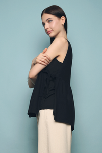 Adelle Side Tie Sleeveless Blouse Black (Restock)