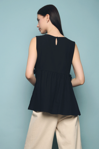 Adelle Side Tie Sleeveless Blouse Black (Restock)