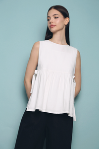 Adelle Side Tie Sleeveless Blouse White (Restock)