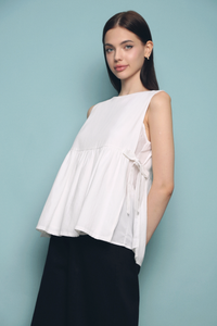 Adelle Side Tie Sleeveless Blouse White (Restock)