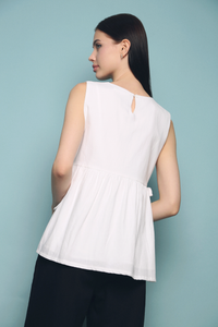 Adelle Side Tie Sleeveless Blouse White (Restock)