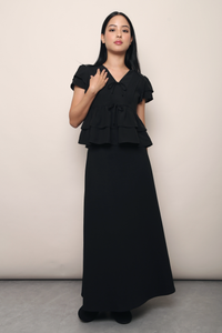 Aelia Pleat Babydoll Blouse Black