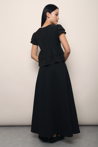 Aelia Pleat Babydoll Blouse Black