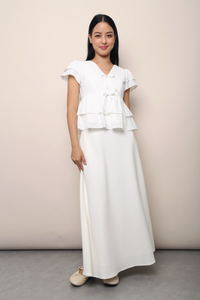 Aelia Pleat Babydoll Blouse White