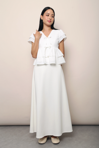 Aelia Pleat Babydoll Blouse White