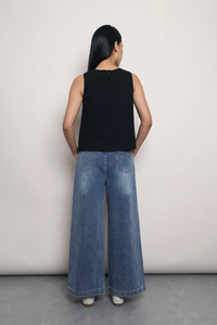 Agenda Button Down Vest Top Black