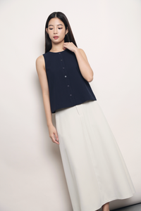 Agenda Button Down Vest Top Navy