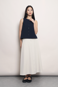 Agenda Button Down Vest Top Navy