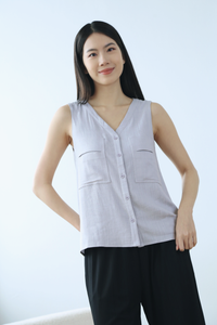 Airelle Sleeveless Linen Blouse Lilac