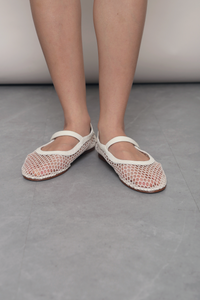 Air Mesh Mary Jane Flats Cream