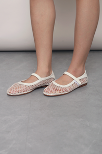 Air Mesh Mary Jane Flats Cream